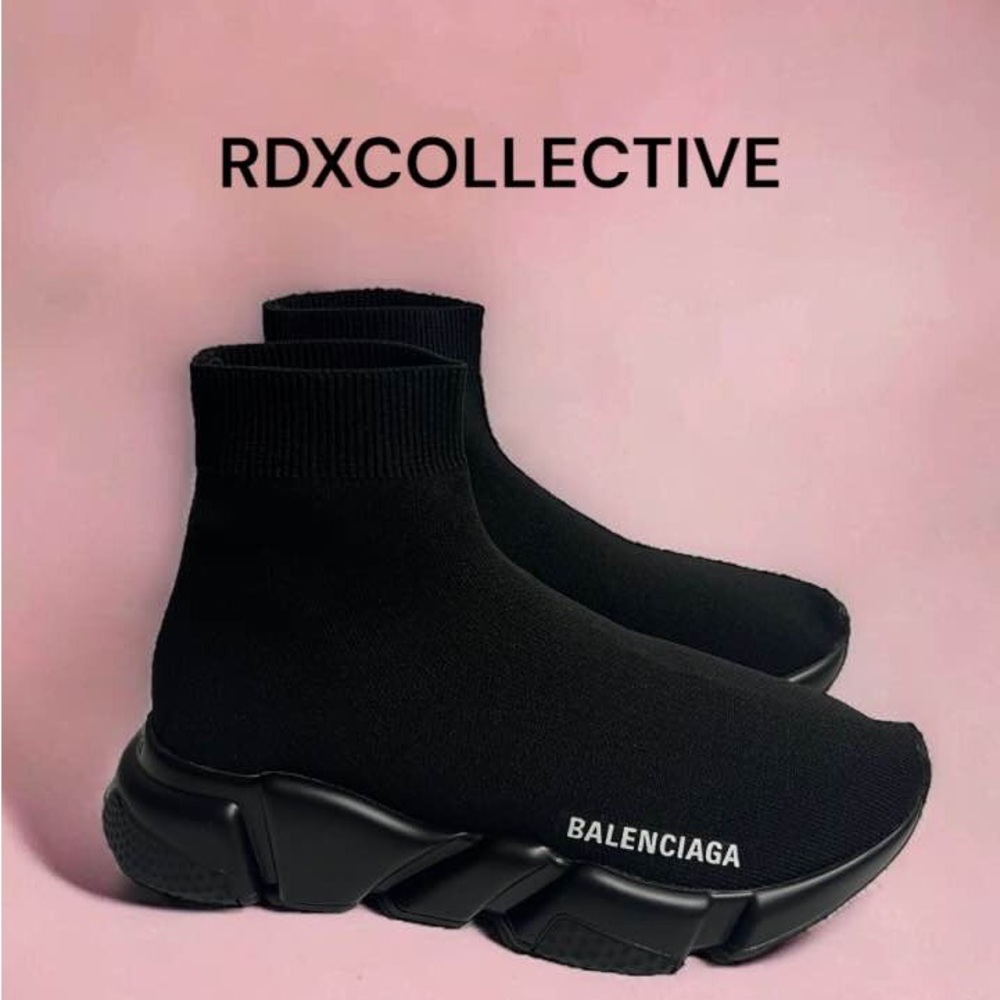 Balenciaga Speed Trainers Black White Sneaker Women Size 7 Runner Platform